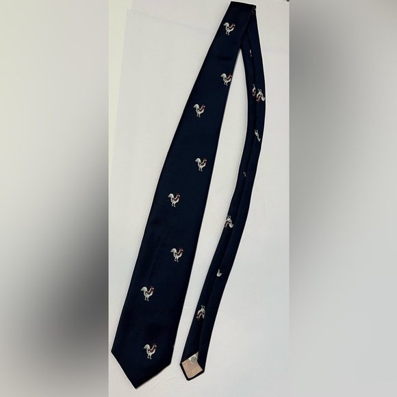 Vintage Blue Necktie By Damon Rooster 100% Imported Textured Polyester 55” - Picture 3 of 10